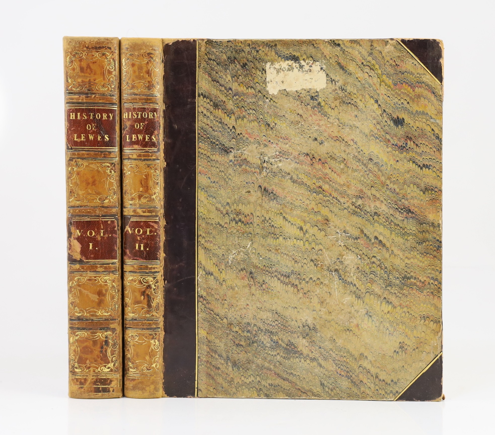 SUSSEX: Horsfield, Rev. T.W. - The History and Antiquities of Lewes and its Vicinity. With an Appendix containing an Essay on the Natural History of the District, by Gideon Mantell ... 2 vols. a folded pictorial plan of